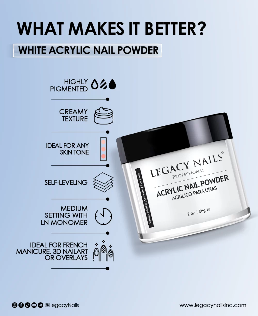 white acrylic nail powder for professional nails