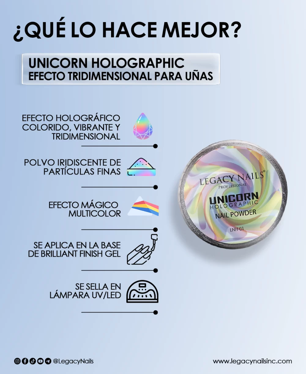 Unicorn Holographic Nail Powder for dazzling nails