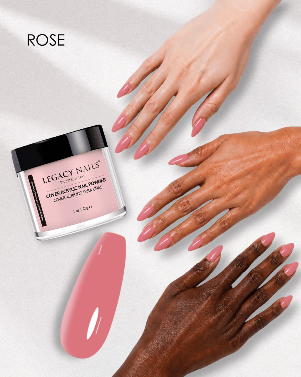 Rose Cover Acrylic Nail Powder - Creamy Texture 2 Cover Acrylic Nail Powder for Nail Artists