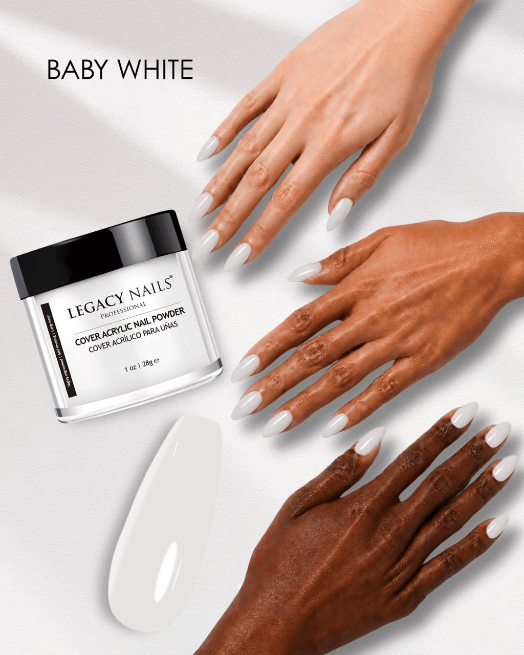 Baby White Cover Acrylic Nail Powder - Creamy Texture 2 Baby White Cover Acrylic Nail Powder - Creamy Texture - Image 2
