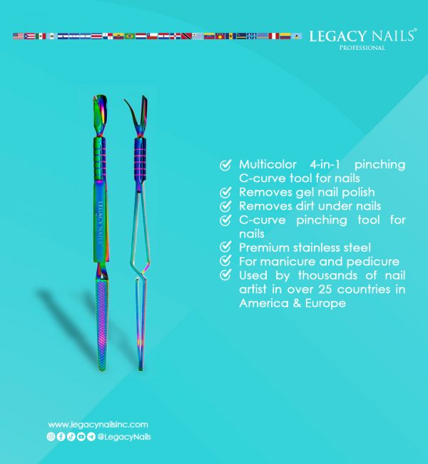 Web Format Multicolor 4 in 1 pinching C curve tool for nails Desc