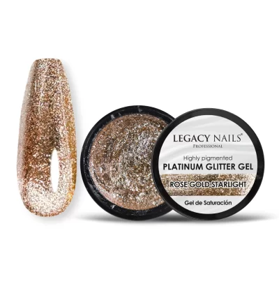 Platinum Glitter Nail Gel - Highly Saturated - Rose Gold Starlight