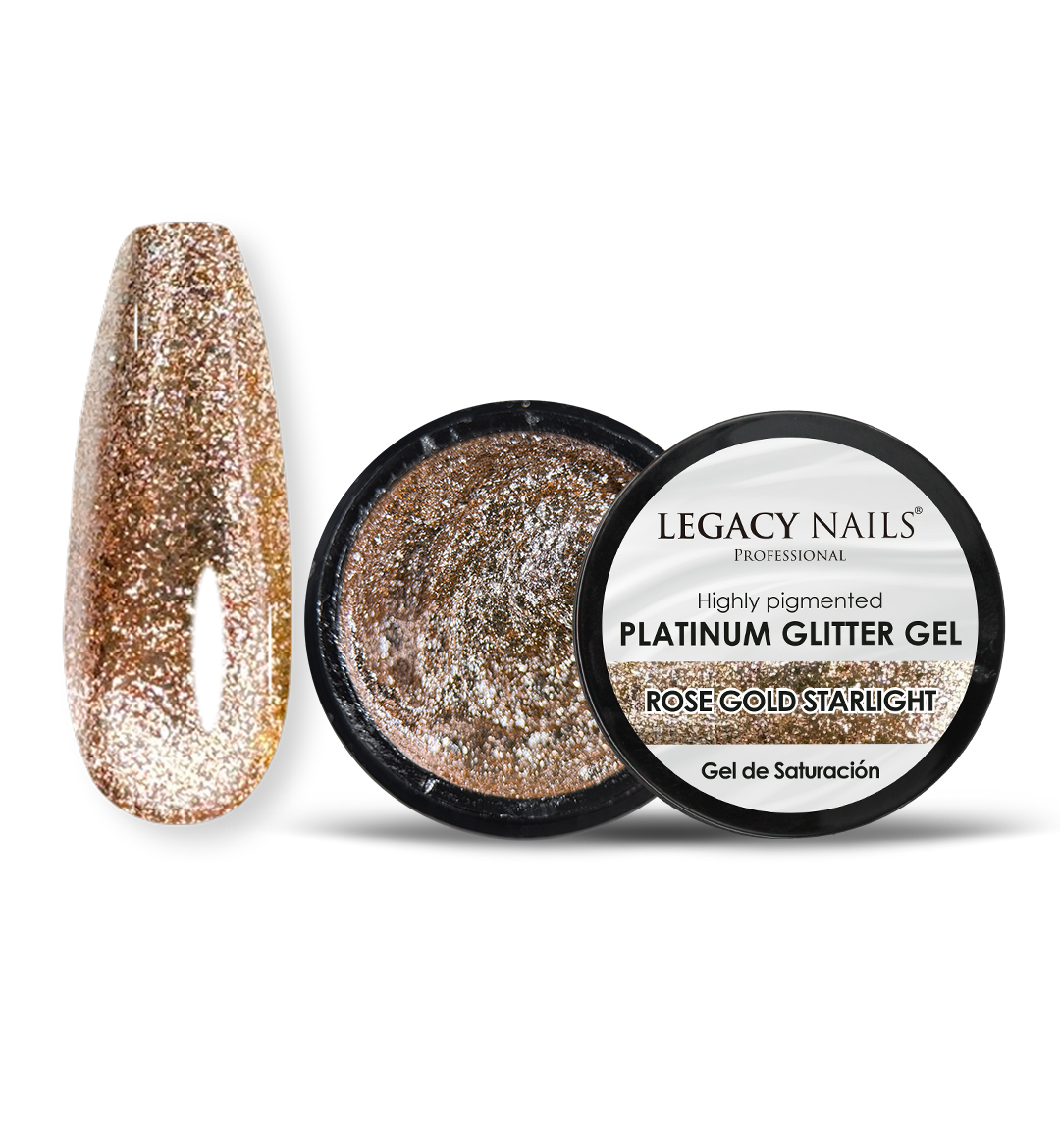 Platinum Glitter Nail Gel - Highly Saturated - Rose Gold Starlight 1 Platinum Glitter Nail Gel - Highly Saturated - Rose Gold Starlight