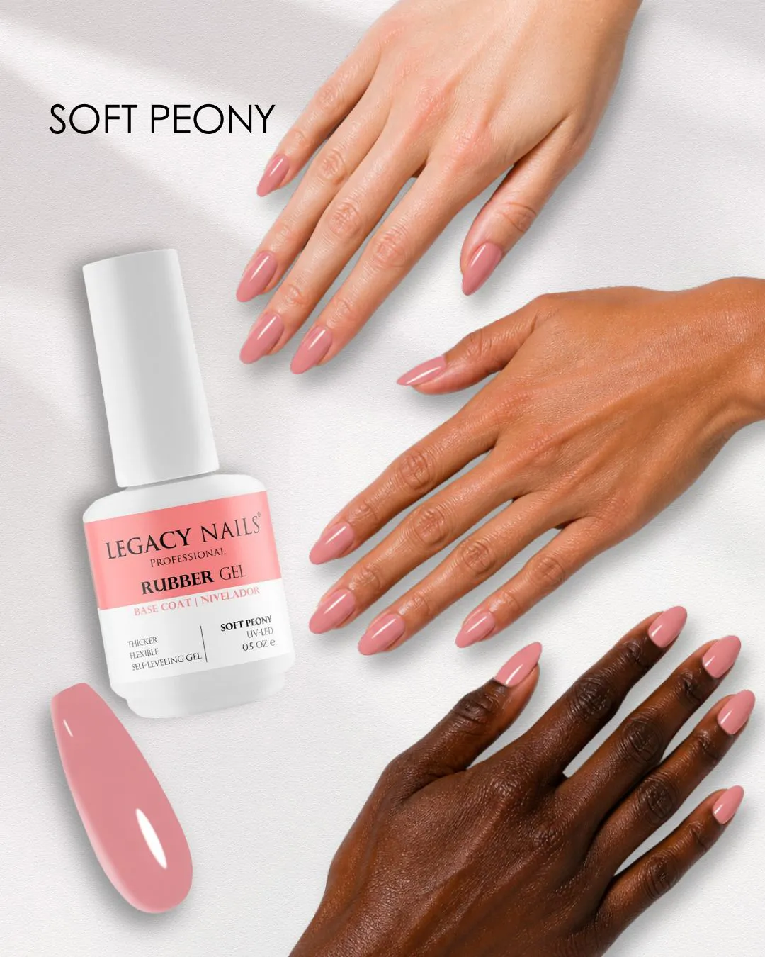 Rubber Base Gel for Nails - Soft Peony 2 Rubber Base Gel for Nails – Bottle View