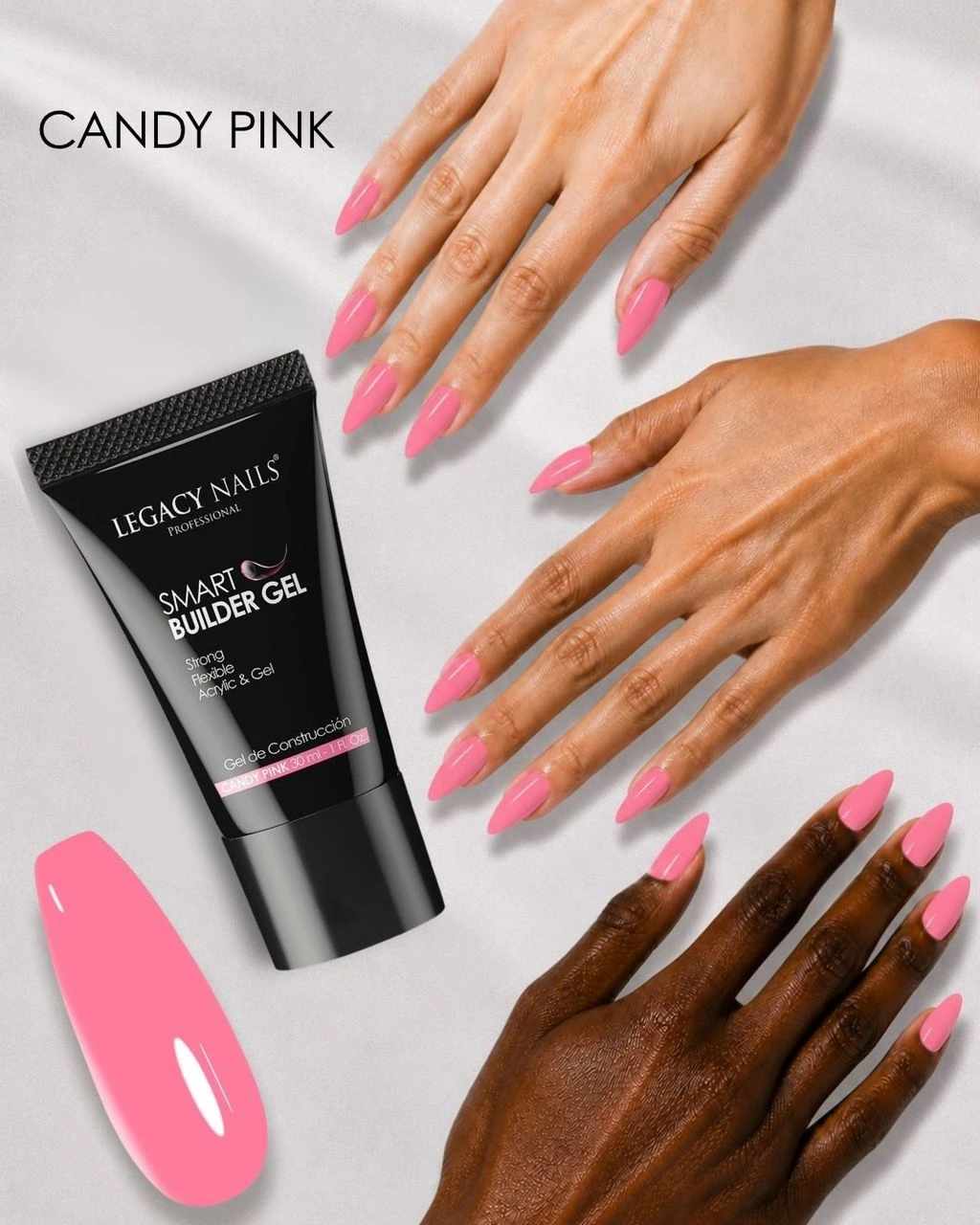 Smart Builder Gel – Hybrid Acrygel for Flawless Nails - Candy Pink 2 Smart Builder Gel for Nails – Odorless Hybrid Acrygel