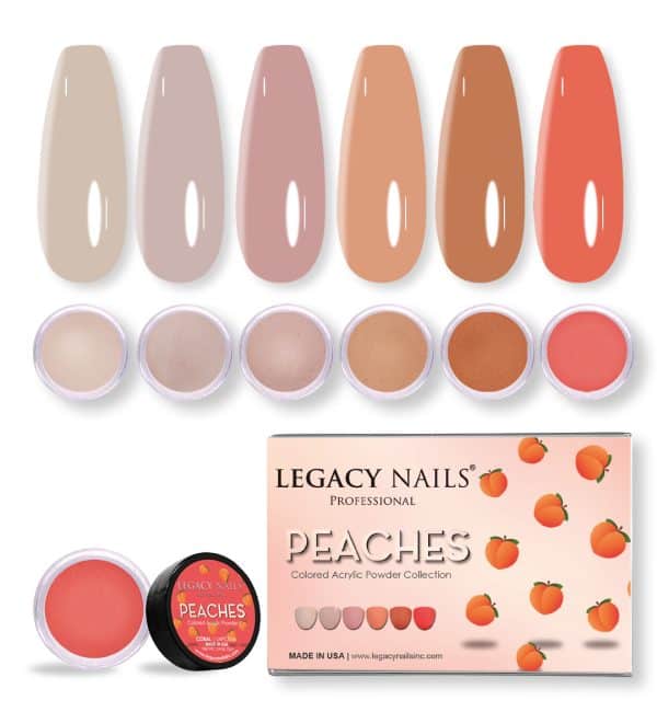 Peaches Colored Acrylic Nail Powder Collection