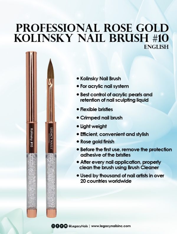 PROFESSIONAL ROSE GOLD KOLINSKY NAIL BRUSH#10 - Image 3