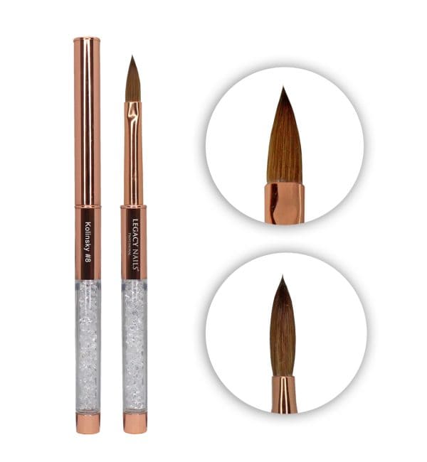 PROFESSIONAL ROSE GOLD KOLINSKY NAIL BRUSH 8