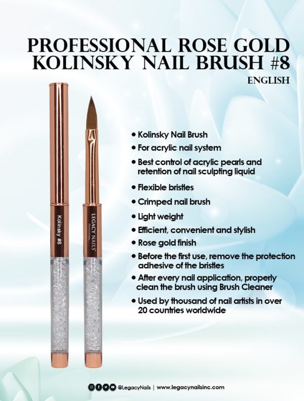 PROFESSIONAL ROSE GOLD KOLINSKY NAIL BRUSH 8 - Image 3