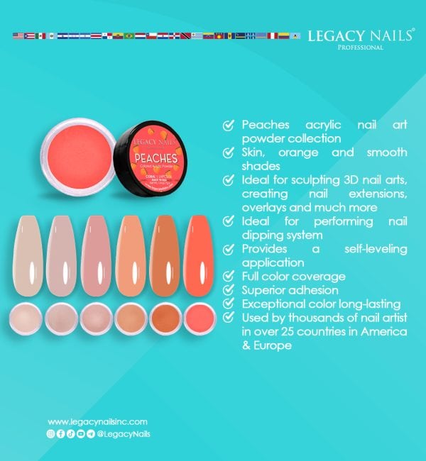 Peaches Colored Acrylic Nail Powder Collection - Image 2