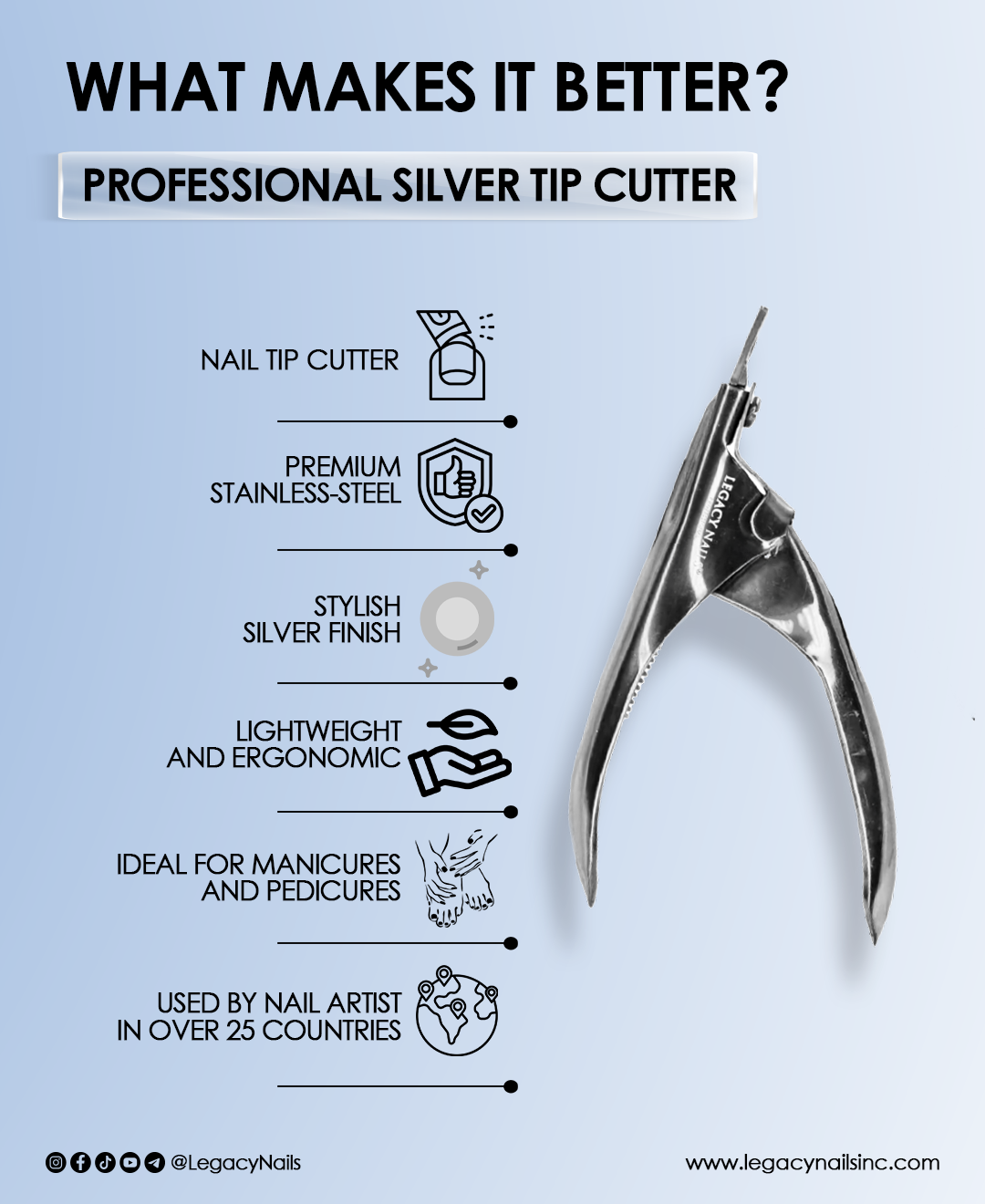 PROFESSIONAL SILVER NAIL TIP CUTTER 3 Professional Silver Nail Tip Cutter