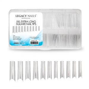 XXL EXTRA LONG SQUARE NAIL TIPS CLEAR