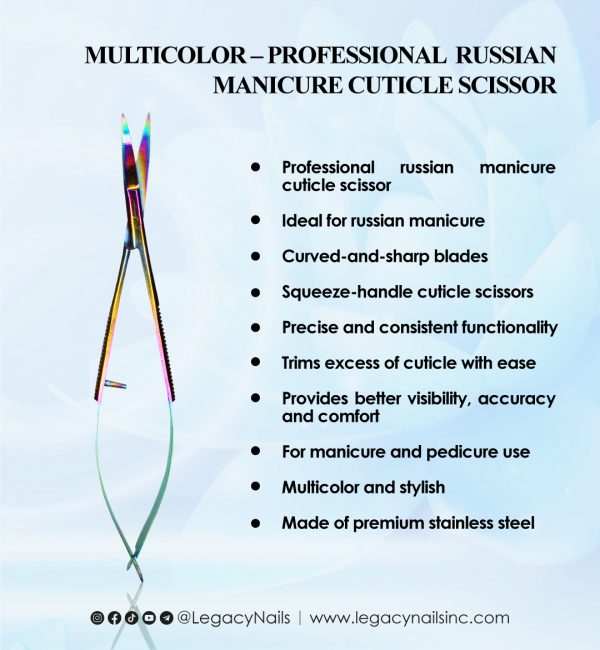 MULTICOLOR – PROFESSIONAL RUSSIAN MANICURE CUTICLE SCISSOR INGLES