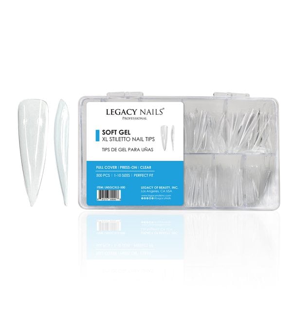 SOFT GEL NAIL TIPS - XL Stilleto Clear
