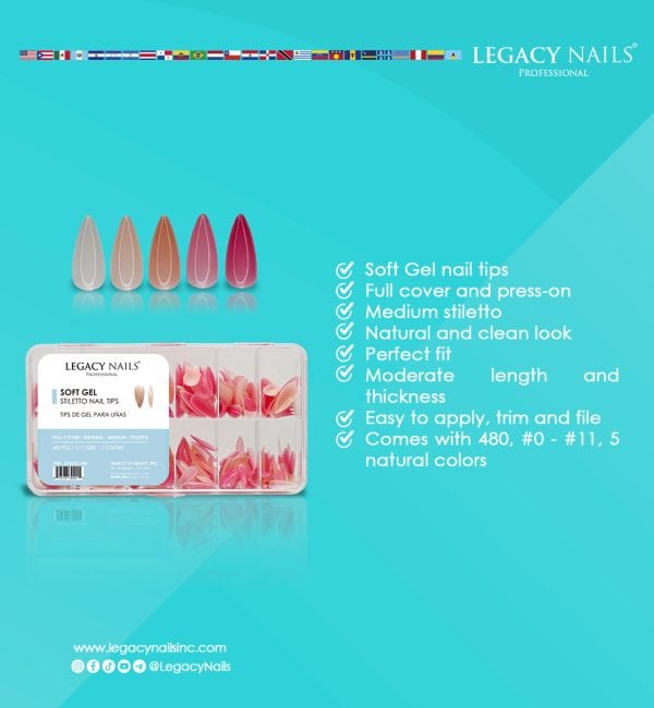 SOFT GEL - MEDIUM STILETTO NAILS TIPS - Image 2