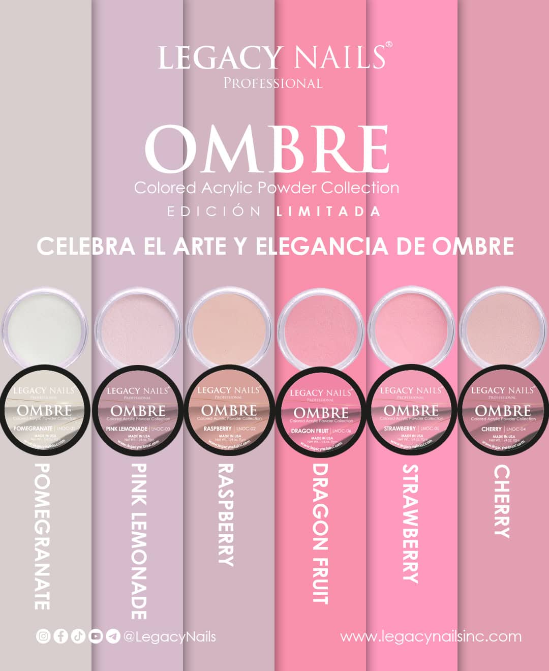 ¡Bienvenidos al Mundo de la Elegancia con LEGACY! Descubre la Colección Ombre de Polvos Acrílicos para Uñas