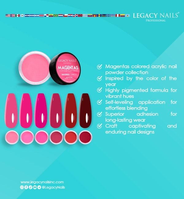 MAGENTAS COLORED ACRYLIC NAIL POWDER COLLECTION - Image 2