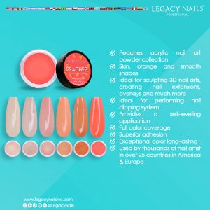 Peaches Colored Acrylic Nail Powder Collection