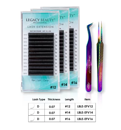 Easy Fan Volumen #12/14/16 & Straight Insolator Volumen Tweezer- Bundle