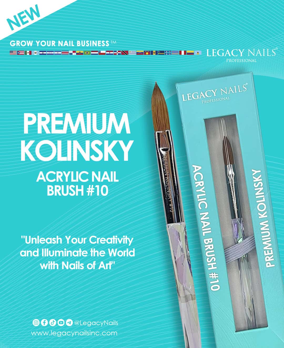 Master the art of acrylic nails with the Premium Kolinsky Acrylic Nail Brush #10 from LEGACY NAILS
