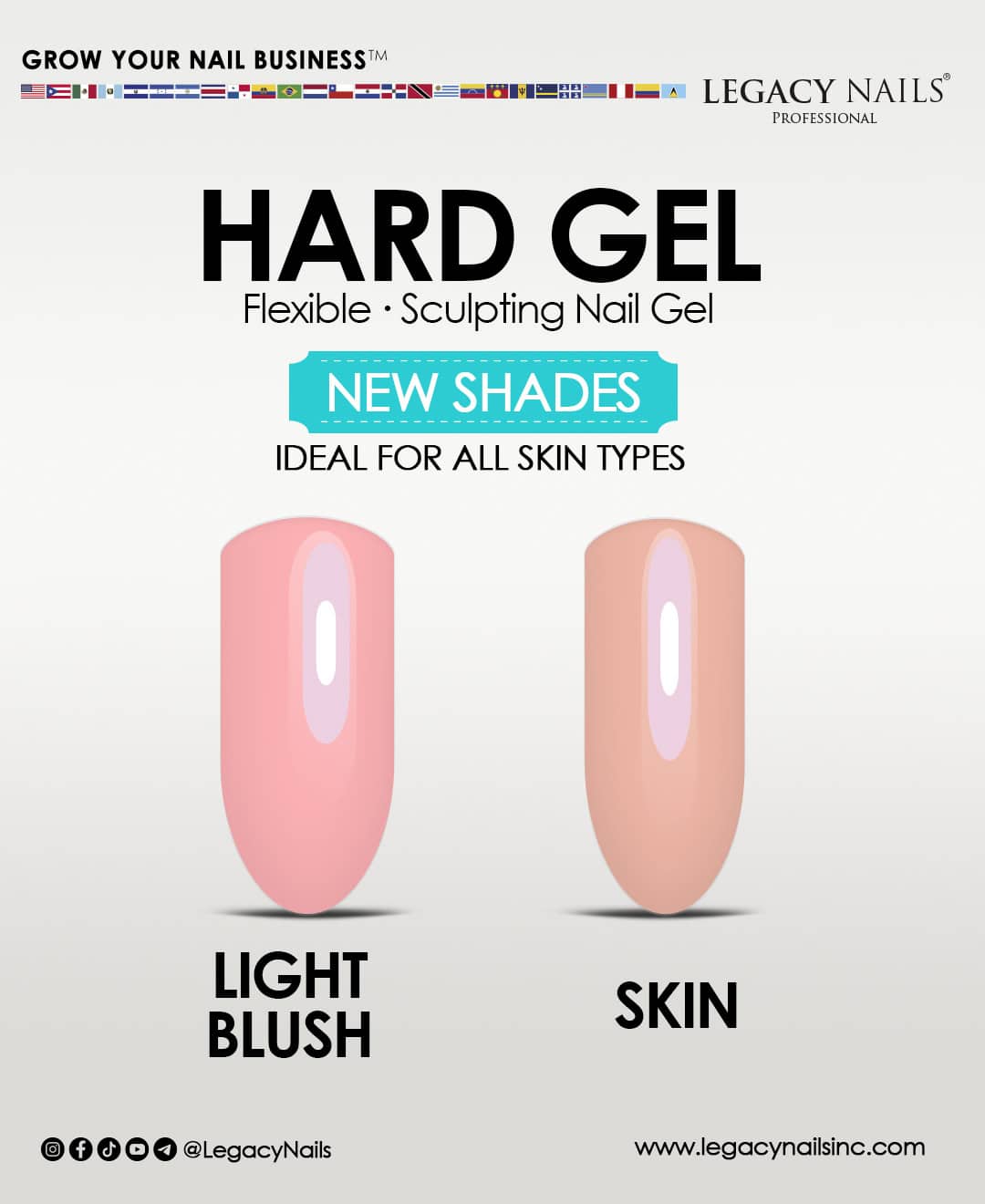 Hard Gel that enhance natural beauty: Light Blush and Skin