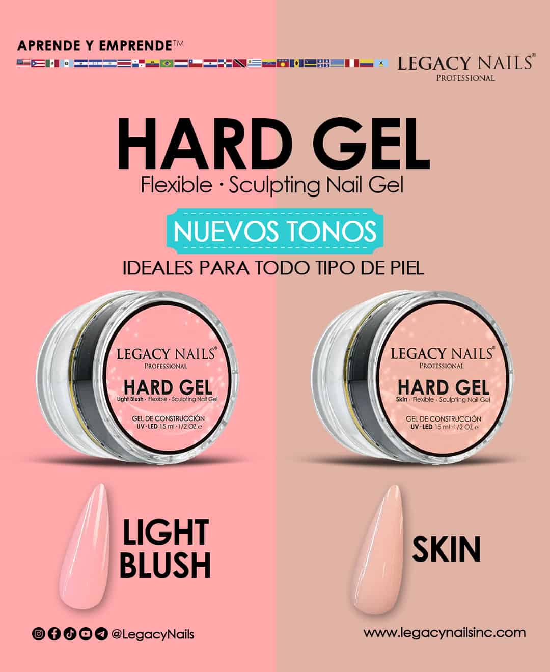 HARD GEL: TONOS LIGHT BLUSH Y SKIN