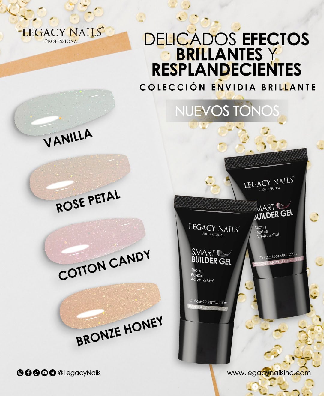 ¡Presentamos los nuevos tonos de la Colección Sparkle Envy de Smart Builder Gel! 