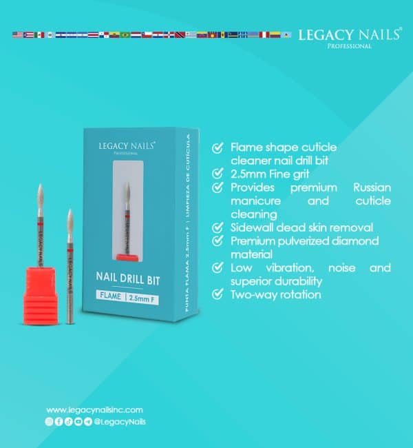 2.5mm FLAME SHAPE CUTICLE CLEANER NAIL DRILL BIT - Image 2