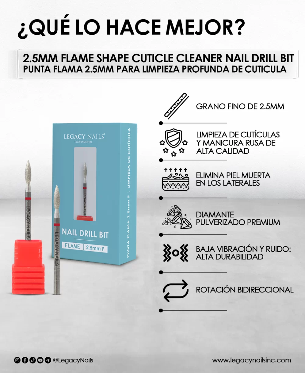 2.5mm Flame Shape Cuticle Cleaner Nail Drill Bit for Nail Artists