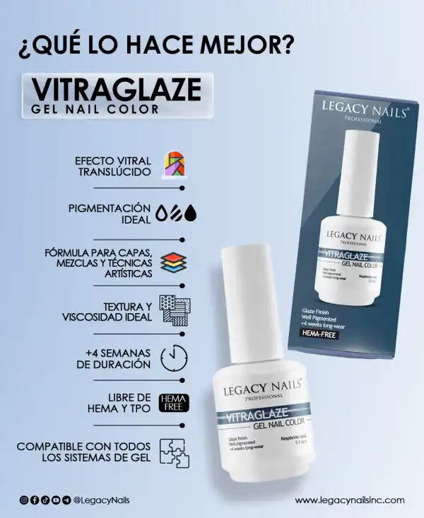 VITRAGLAZE stained glass effect gel nail polish with artistic translucent finish