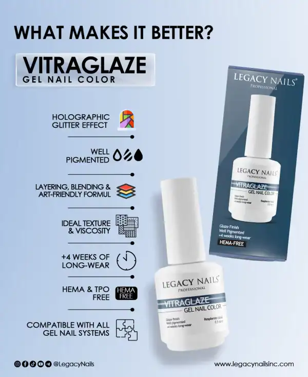 VITRAGLAZE stained glass effect gel nail polish with artistic translucent finish