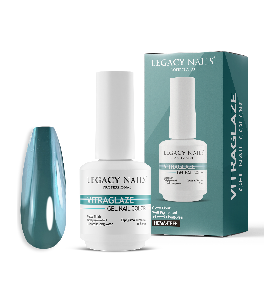 VITRAGLAZE Stained Glass Effect Gel Nail Polish - Espejismo Turquesa 1 VITRAGLAZE stained glass effect gel nail polish with artistic translucent finish