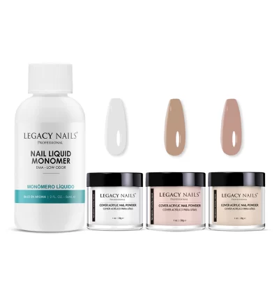Nail Liquid Monomer 2 oz + 3 Cover Acrylic Nail Powder 1oz - Promo Bundle #2