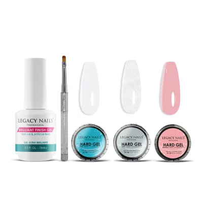 Hard Gel x3 + Brilliant Finish Gel + Flat Gel Nail Brush # 8 - Bundle