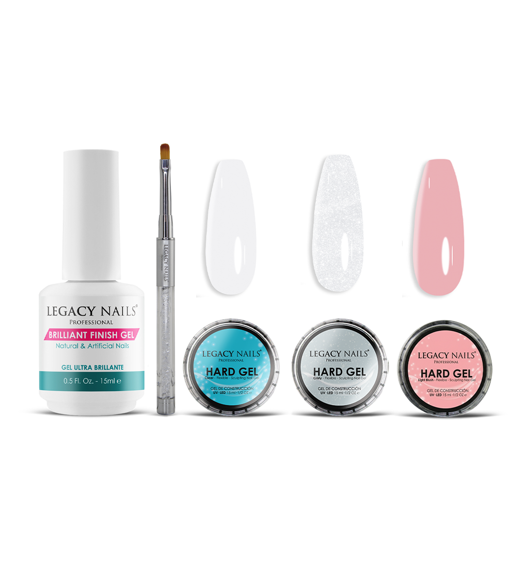 Hard Gel x3 + Brilliant Finish Gel + Flat Gel Nail Brush # 8 - Bundle 1 Hard Gel x3 + Brilliant Finish Gel + Flat Gel Nail Brush # 8 - Bundle