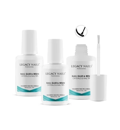 Nail Glue and Resin for Nail Tip & Crystals - Brush-On  X 3 - Bundle