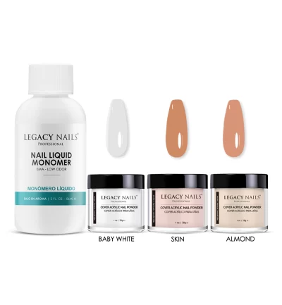 NAIL MONOMER 2 OZ + 3 Cover Acrylic Nail powder 1oz - Bundle