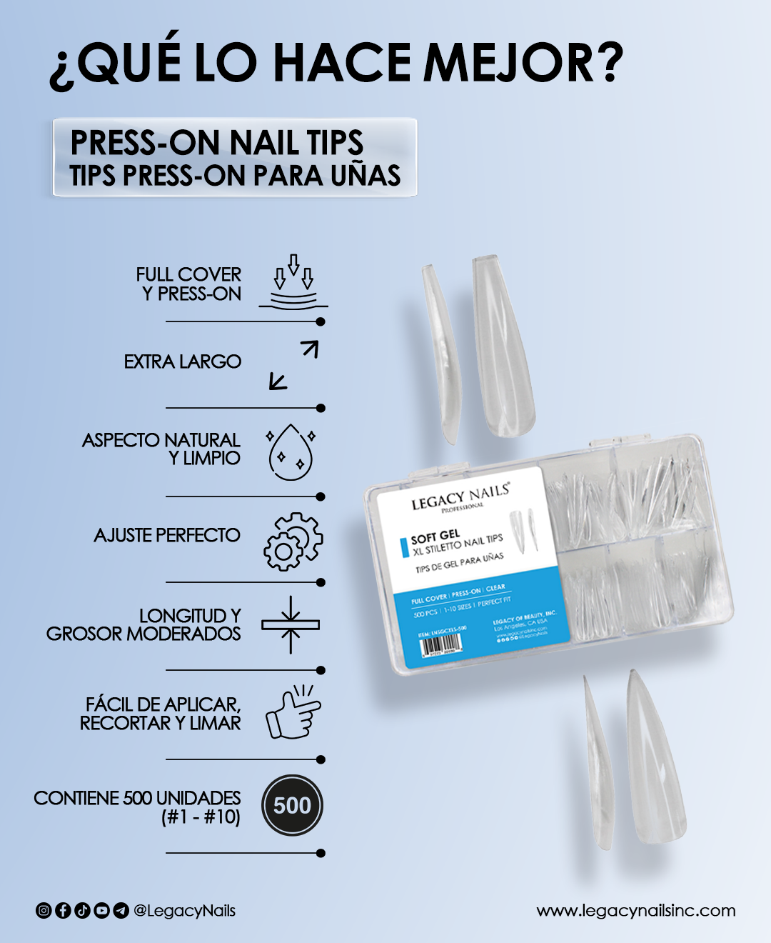 XtendPro Gel Strong Nail Tip Adhesive for Sensitive Nails + XL Soft Gel Coffin Nail Tips - Bundle 4 XtendPro Gel Strong Nail Tip Adhesive for Sensitive Nails + XL Soft Gel Coffin Nail Tips - Bundle - Image 4
