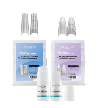 Smart Shape Acrylic and Gel Nail Tips x2+ Nail Glue & Resin Drop-On x2