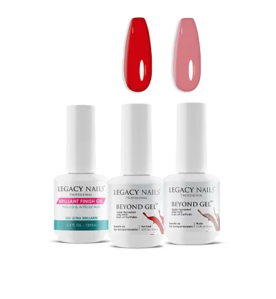 BEYOND GEL NAIL POLISH X 2 COLORS + BRILLIANT FINISH GEL - BUNDLE