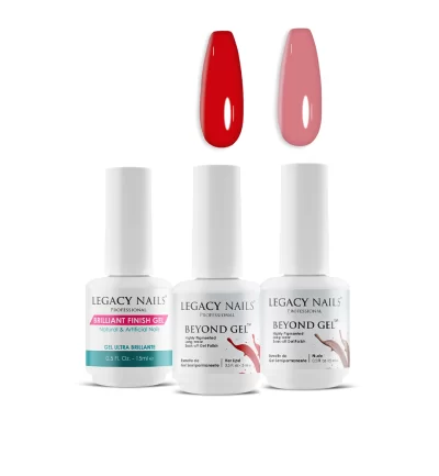 BEYOND GEL NAIL POLISH X 2 COLORS + BRILLIANT FINISH GEL - BUNDLE